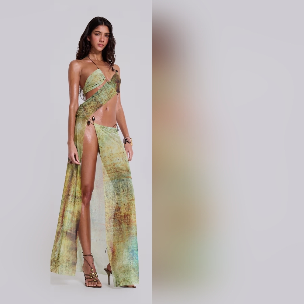 BB2. NWT JADED LONDON CANTHA ASYMMETRIC CUT OUT MAXI DRESS IN LAGOON - Picture 4 of 10